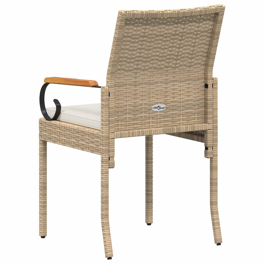 Tuinstoelen 4 pcs Beige en Crème Wit Poly rattan en acacia