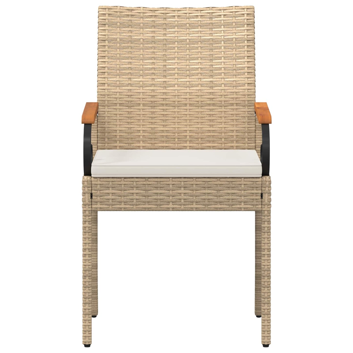Tuinstoelen 4 pcs Beige en Crème Wit Poly rattan en acacia