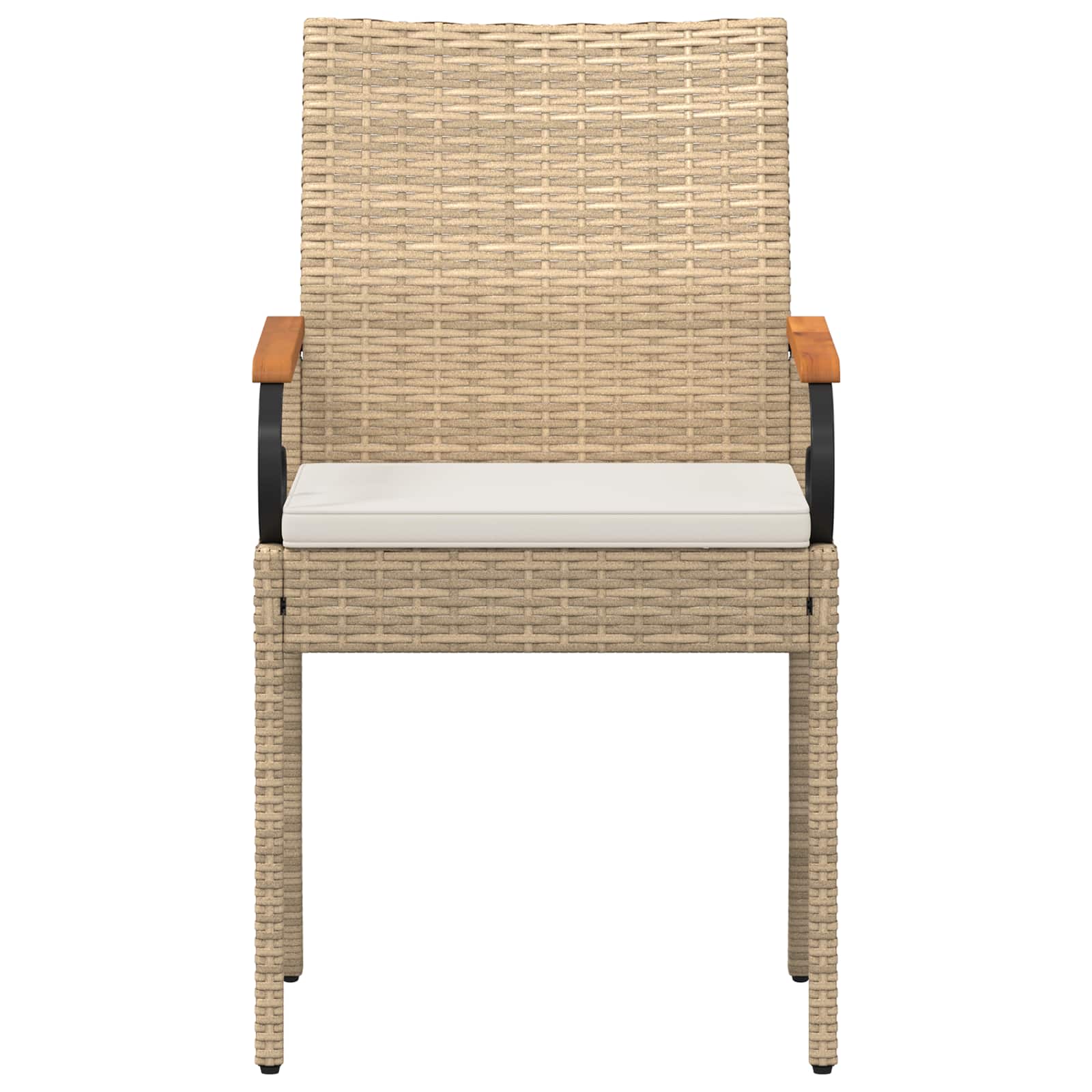 Tuinstoelen 4 pcs Beige en Crème Wit Poly rattan en acacia