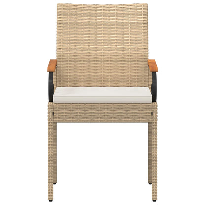 Tuinstoelen 4 pcs Beige en Crème Wit Poly rattan en acacia