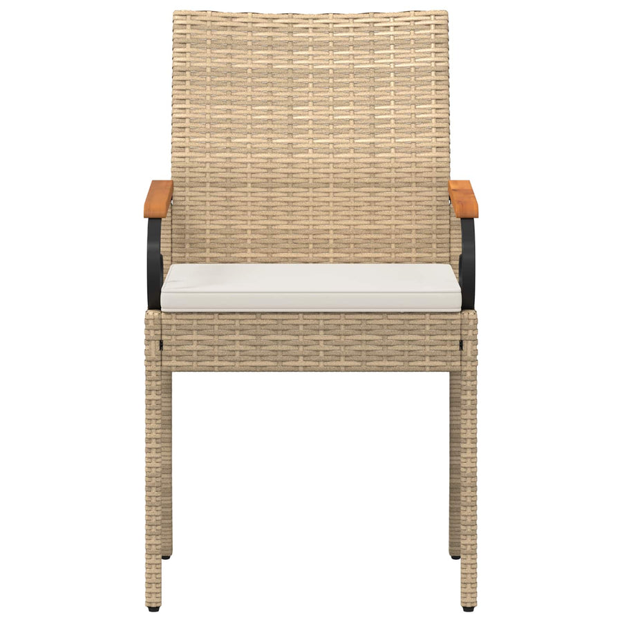 Tuinstoelen 4 pcs Beige en Crème Wit Poly rattan en acacia
