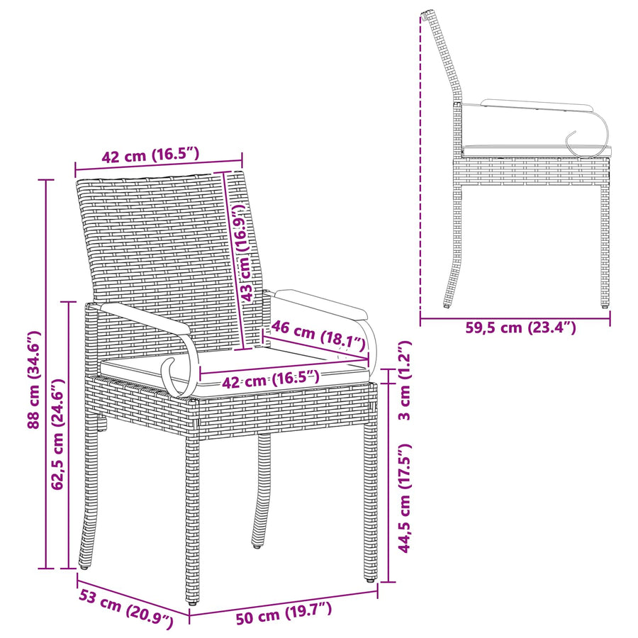 Tuinstoelen 4 pcs Beige en Crème Wit Poly rattan en acacia