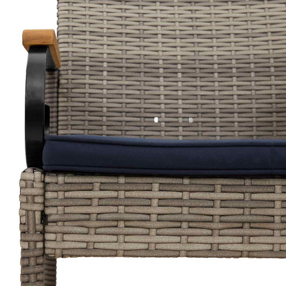 Tuinstoelen 4 pcs Grijs en Marineblauw Poly rattan en acacia