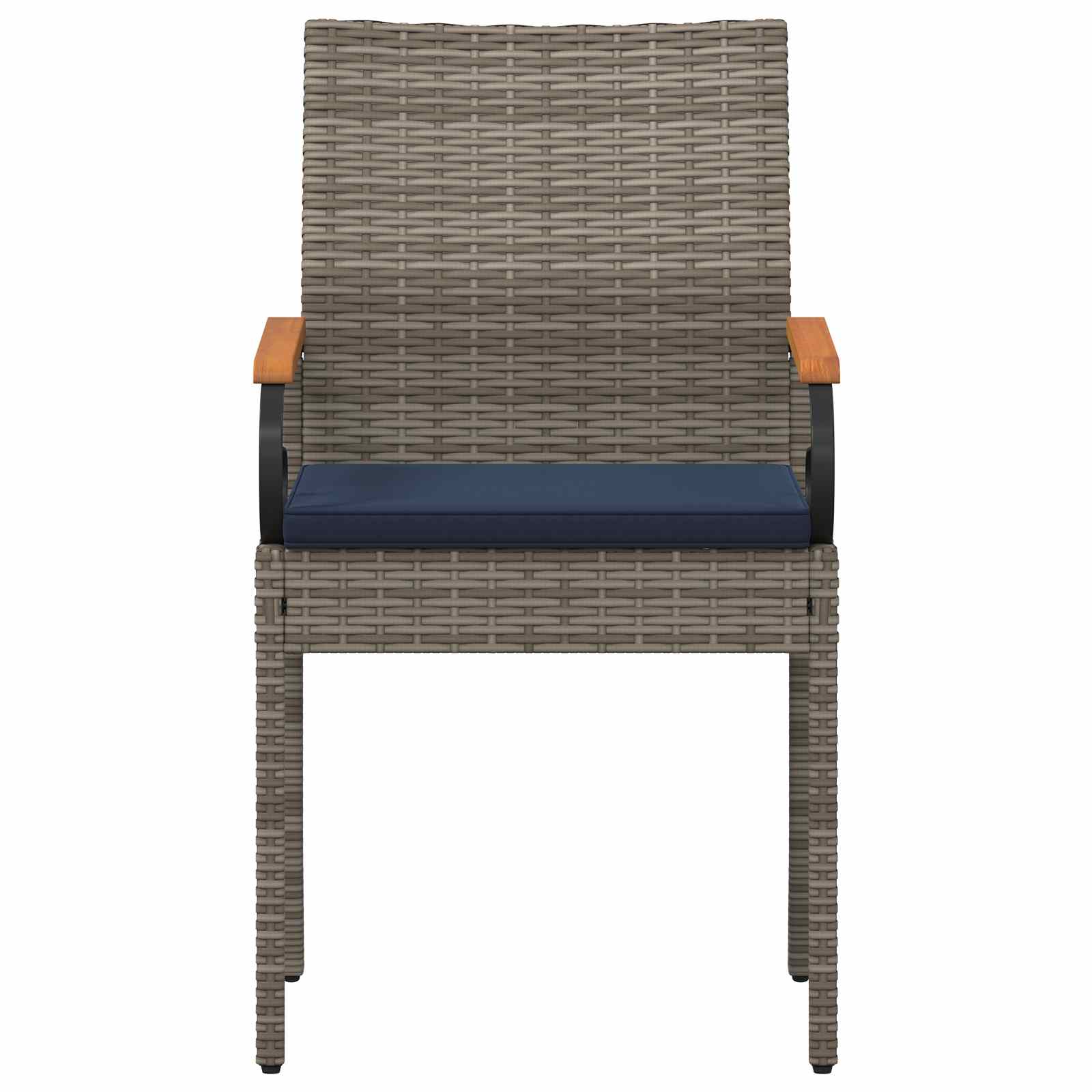 Tuinstoelen 4 pcs Grijs en Marineblauw Poly rattan en acacia