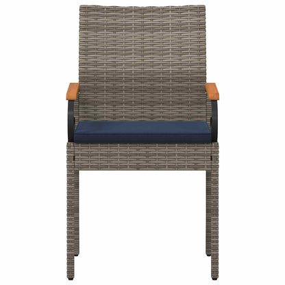 Tuinstoelen 4 pcs Grijs en Marineblauw Poly rattan en acacia