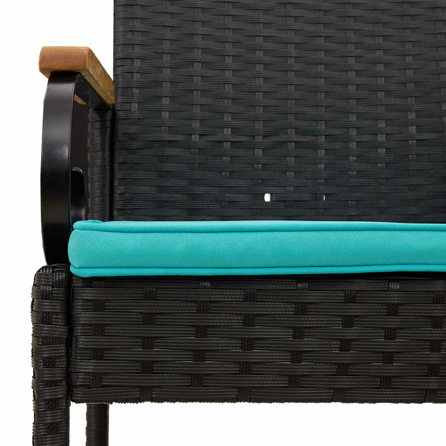 Tuinstoelen 4 pcs Zwart en Turquoise Poly rattan en acacia