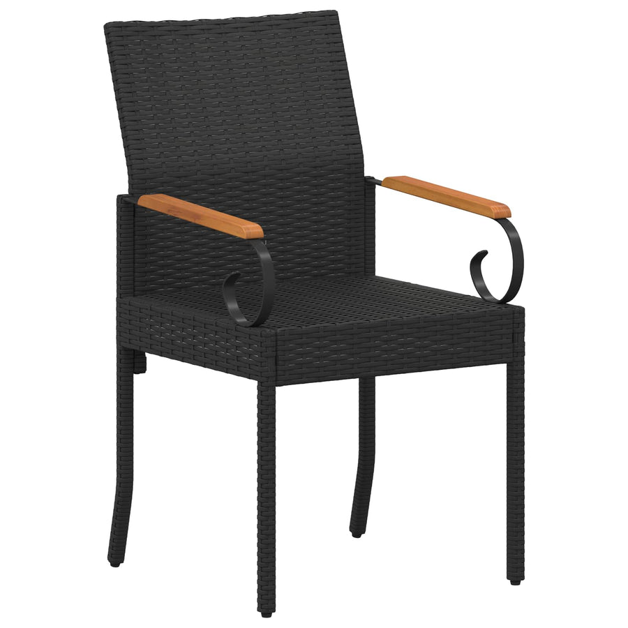 Tuinstoelen 4 pcs Zwart en Turquoise Poly rattan en acacia