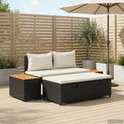 Outdoor lounge set 4 pcs Black and Cream White Poly rattan and acacia