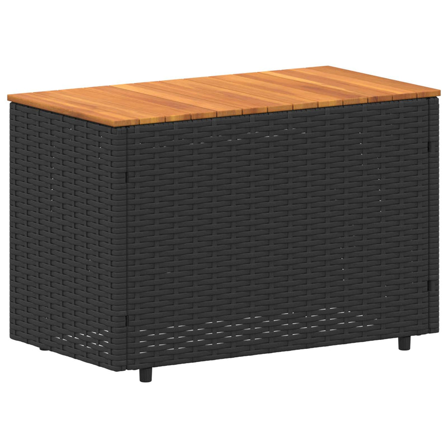 Buiten bankenset 4 pcs Zwart en Cream Wit Poly rattan en acacia