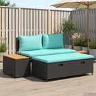 Tuinbankenset 4 personen polyrattan zwart