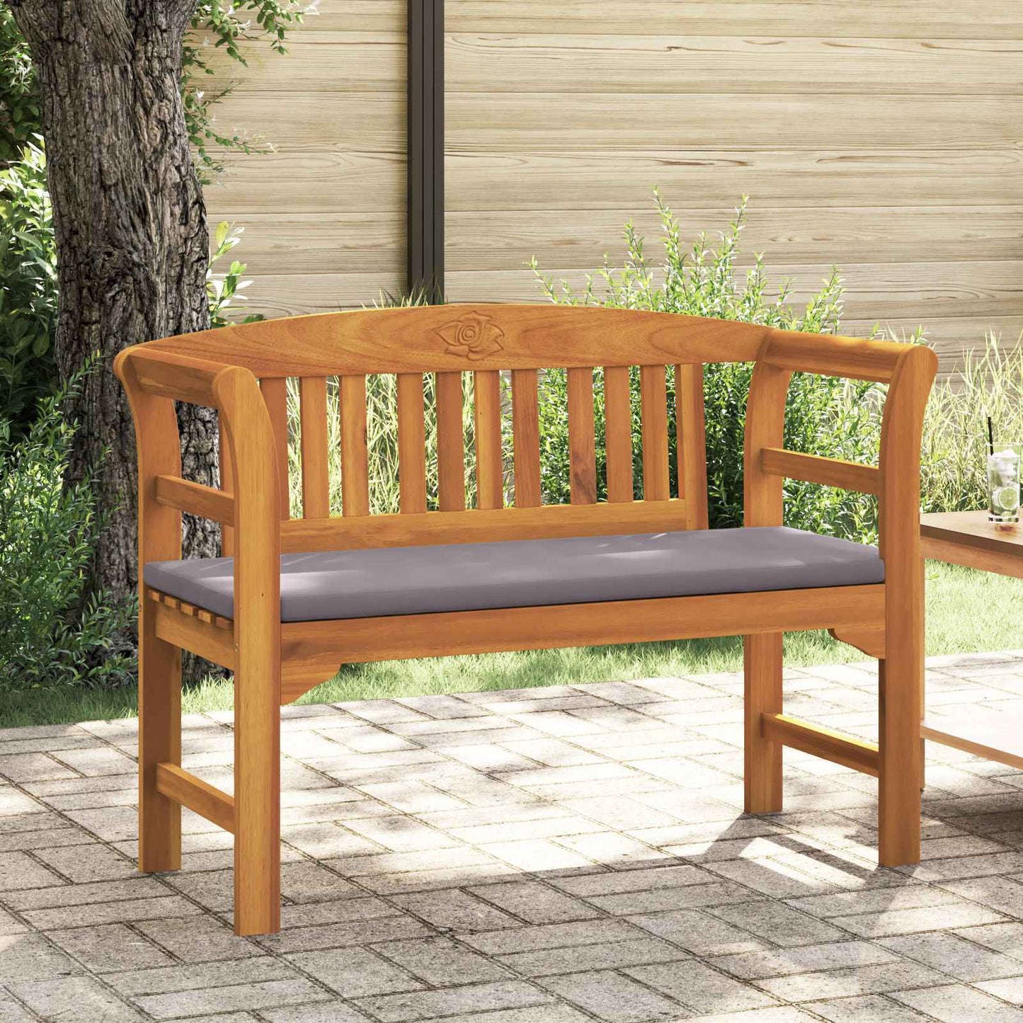 Bank met kussen Natuurlijke Olie Afwerking 114 x 46 x 82,5 cm