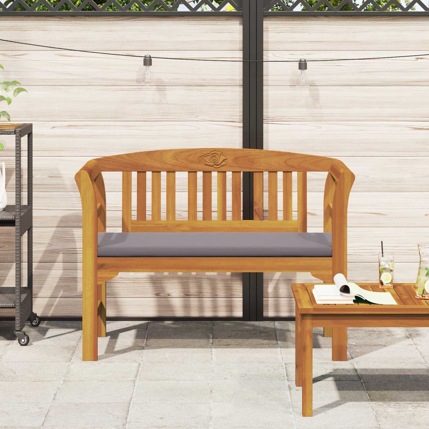 Bank met kussen Natuurlijke Olie Afwerking 114 x 46 x 82,5 cm