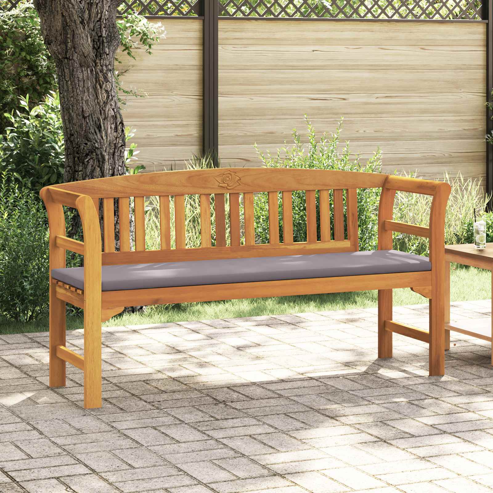 Bank met kussen Natuurlijke Olie Afwerking 157 x 46 x 82,5 cm