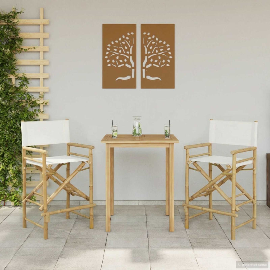 Vouwbare Regisseursstoel 2 pcs Naturel 58 x 48 x 115 cm Bamboe