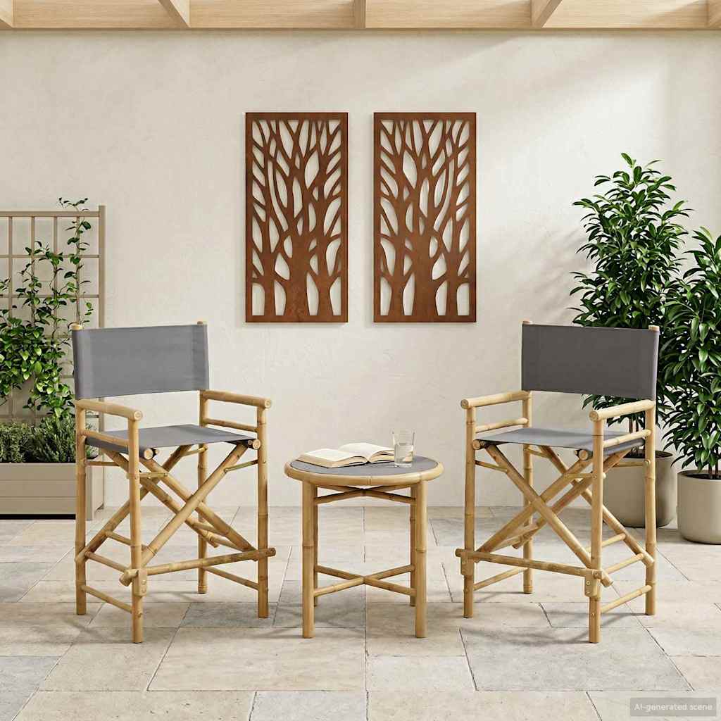 Vouwbare Regisseursstoel 2 pcs Naturel 58 x 48 x 115 cm Bamboe