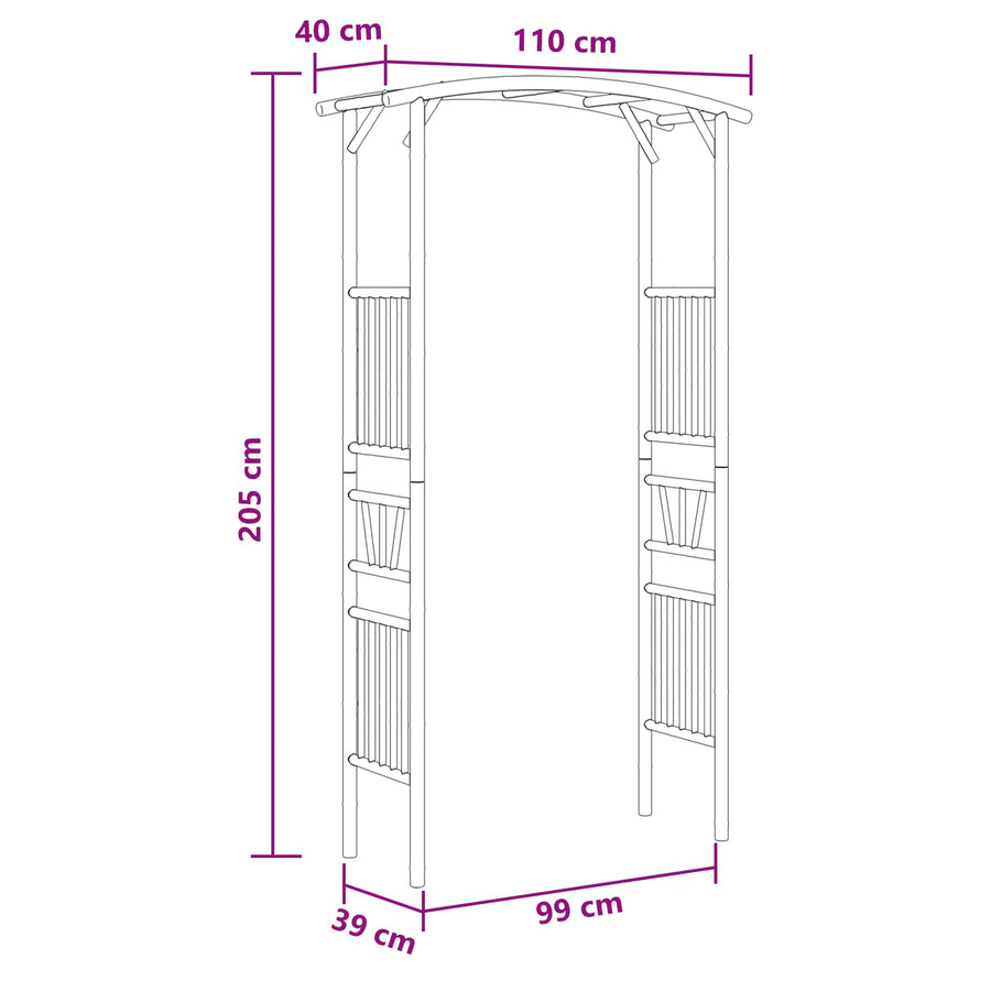 Tuin Boog Naturel 110 x 40 x 205 cm Bamboe