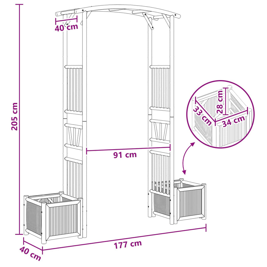Tuin Boog Naturel 177 x 40 x 205 cm Bamboe