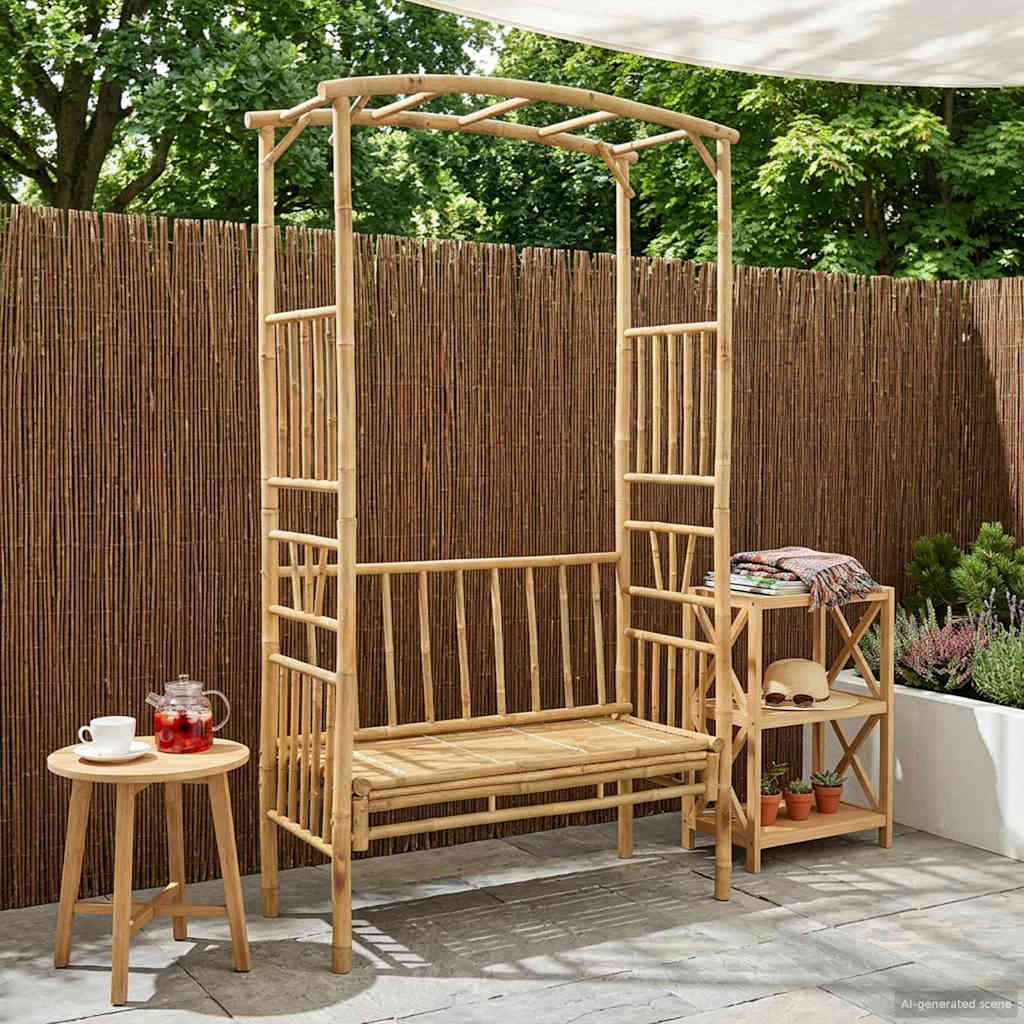 Tuinboog met Bank Naturel 115 x 50 x 205 cm Bamboe
