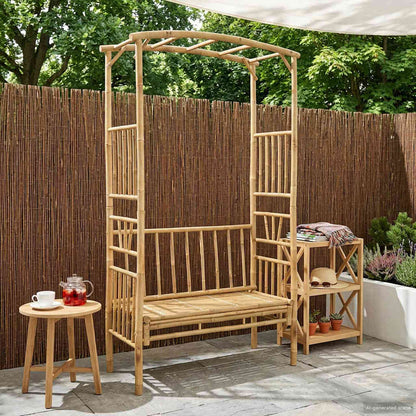 Tuinboog met Bank Naturel 115 x 50 x 205 cm Bamboe