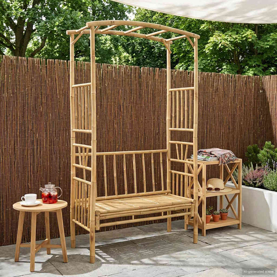 Tuinboog met Bank Naturel 115 x 50 x 205 cm Bamboe