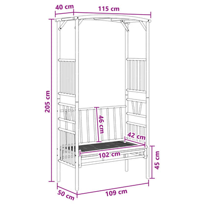 Tuinboog met Bank Naturel 115 x 50 x 205 cm Bamboe