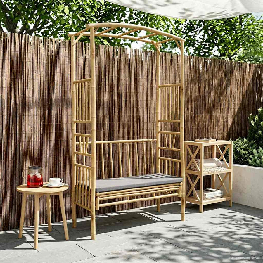 Tuinboog met Bank Naturel 115 x 50 x 205 cm Bamboe