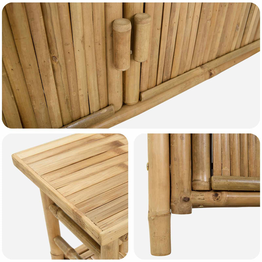 Wandtafel met plank met opslag Naturel 80 x 35 x 75 cm Bamboe