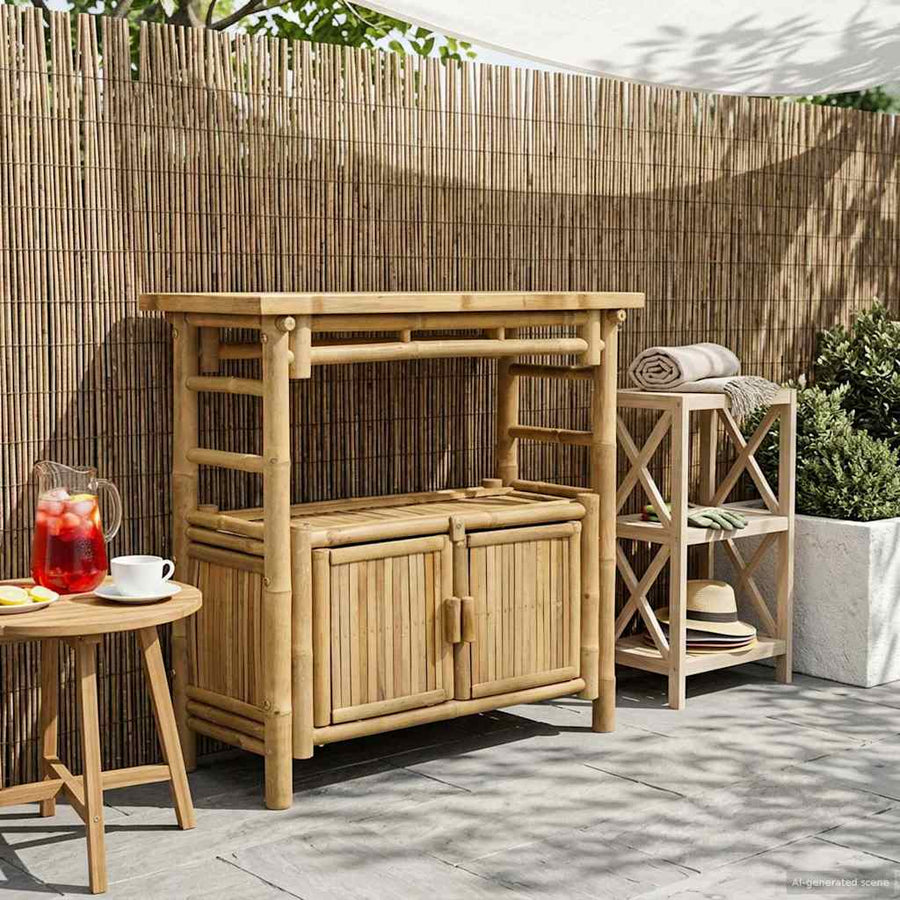 Wandtafel met plank met opslag Naturel 80 x 35 x 75 cm Bamboe