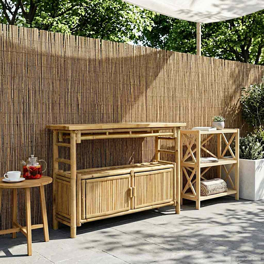 Wandtafel met plank met opslag Naturel 110 x 35 x 75 cm Bamboe