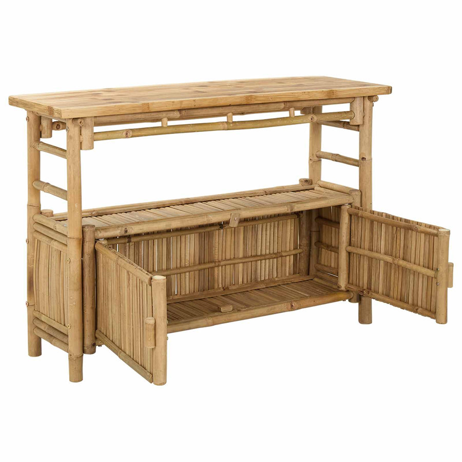Wandtafel met plank met opslag Naturel 110 x 35 x 75 cm Bamboe