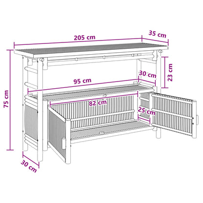 Wandtafel met plank met opslag Naturel 110 x 35 x 75 cm Bamboe