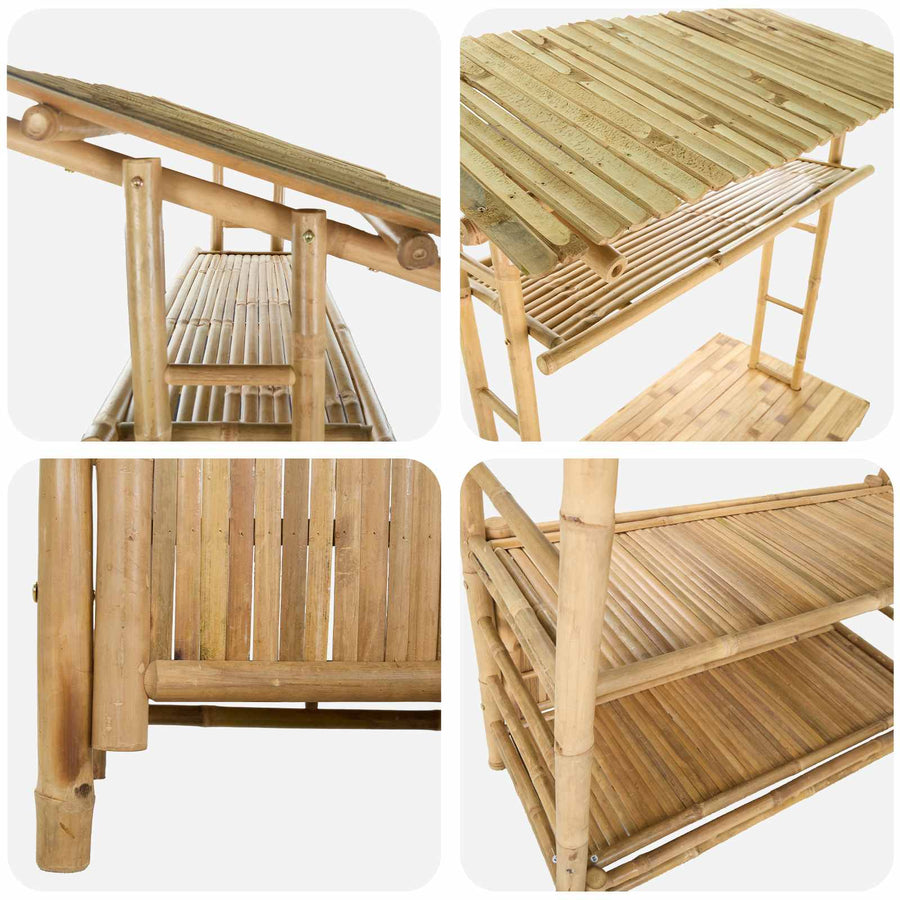 Buiten Bartafel met opslag Naturel 110 x 50 x 210 cm Bamboe