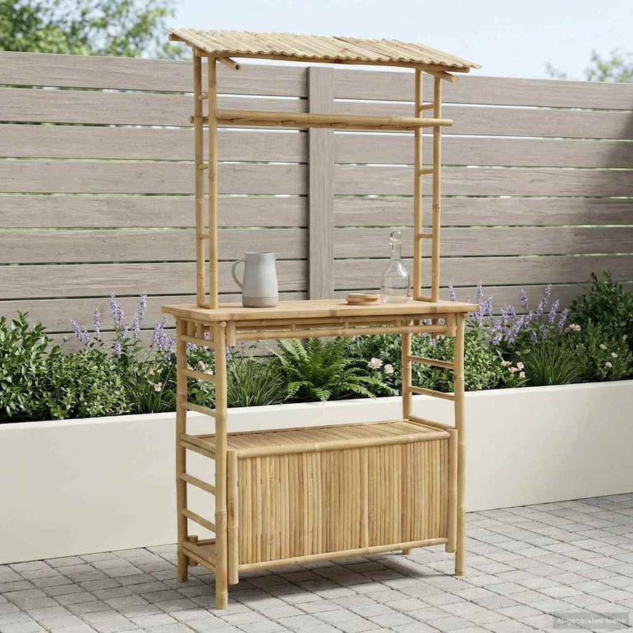 Buiten Bartafel met opslag Naturel 110 x 50 x 210 cm Bamboe