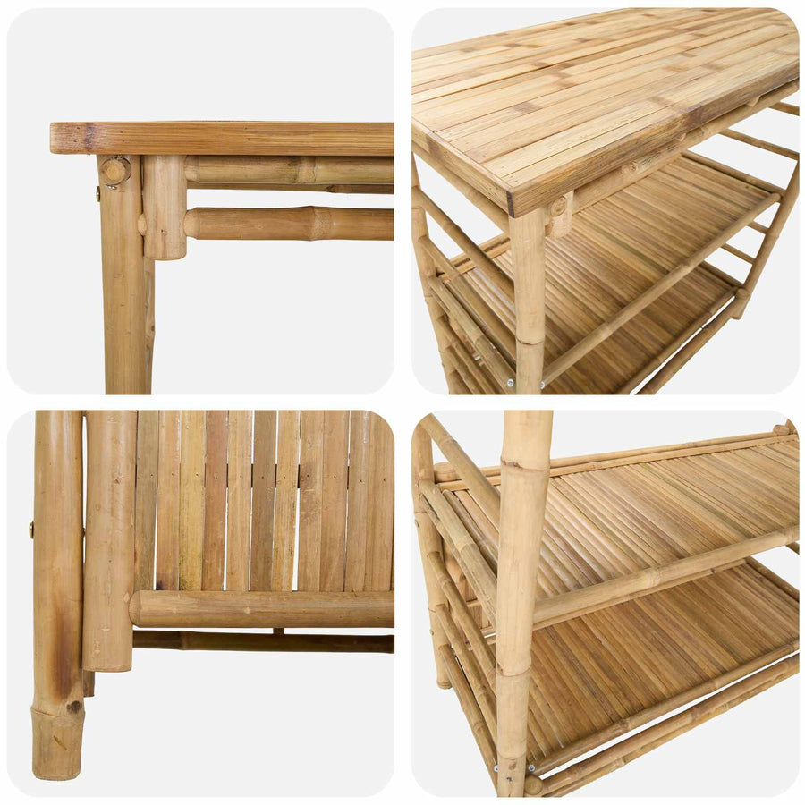 Buiten Bartafel met opslag Naturel 110 x 50 x 105 cm Bamboe