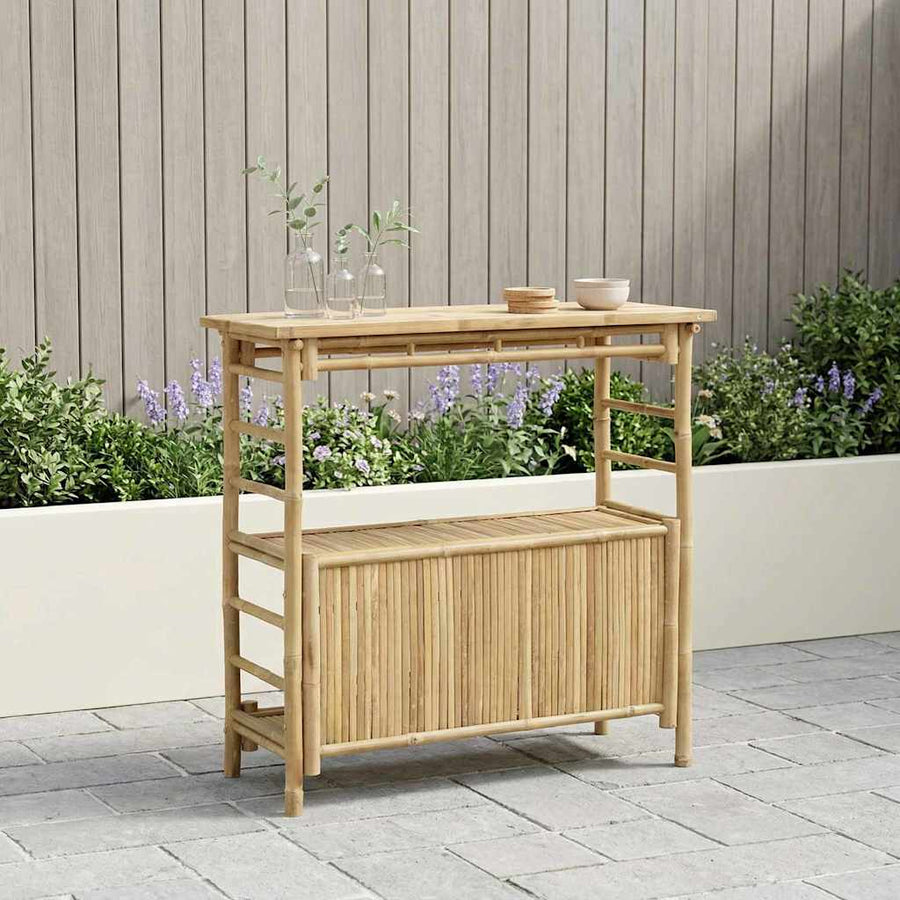 Buiten Bartafel met opslag Naturel 110 x 50 x 105 cm Bamboe