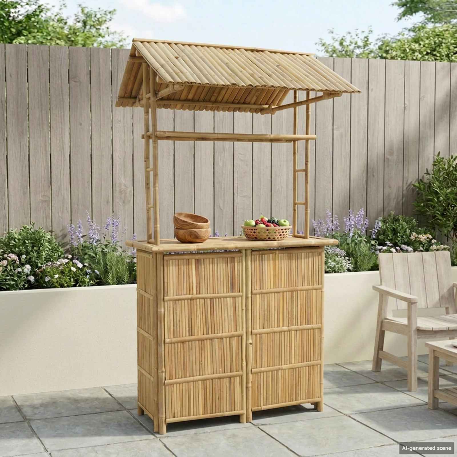 Buiten Bartafel Naturel 115 x 95 x 214 cm Bamboe