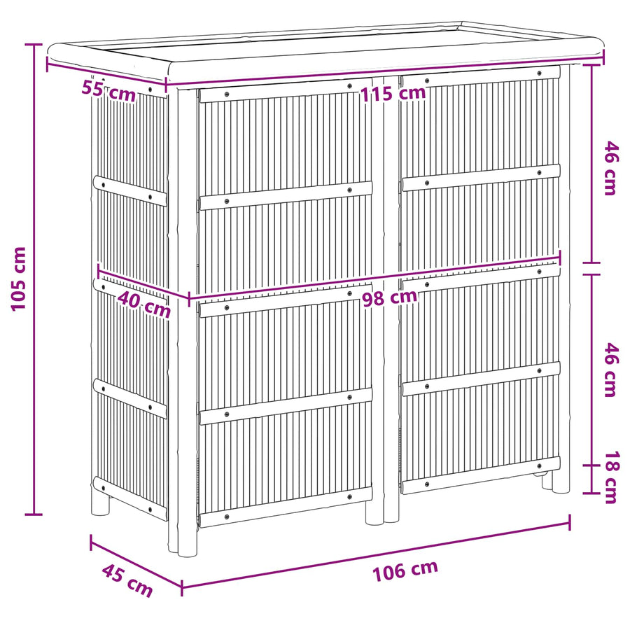 Buiten Bartafel Naturel 115 x 55 x 105 cm Bamboe