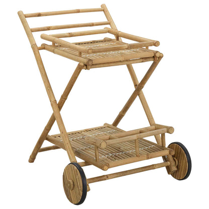Theekar met wielen Naturel 79 x 67,5 x 84 cm Bamboe
