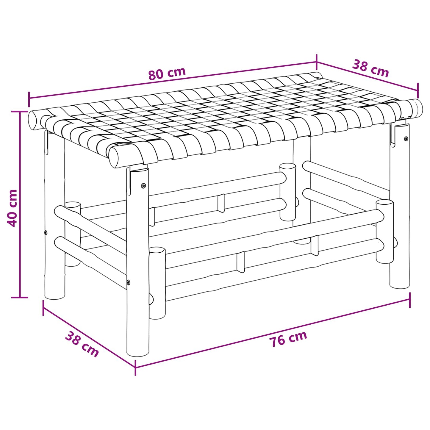 Tuinbank Naturel 80 x 38 x 40 cm Bamboe