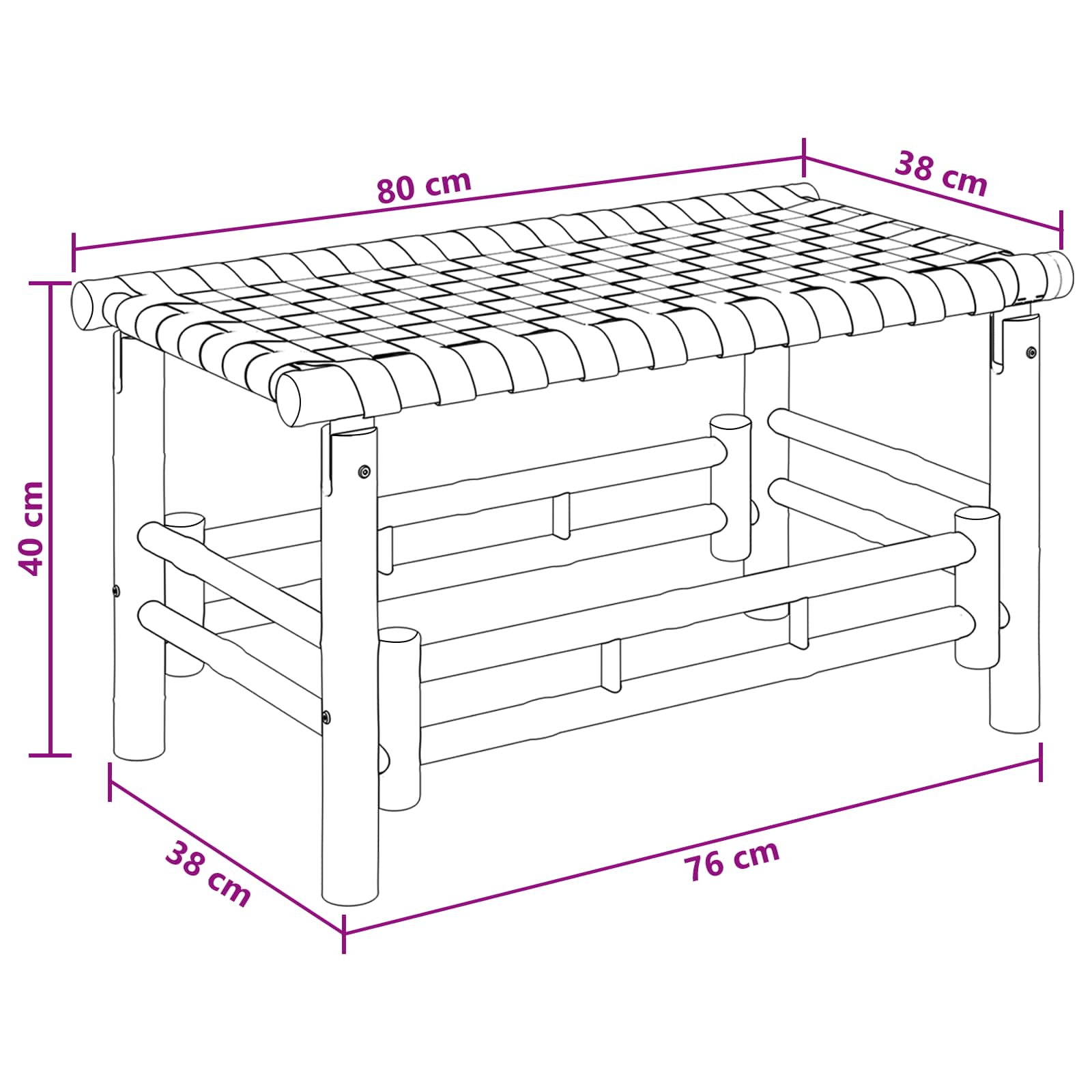 Tuinbank Naturel 80 x 38 x 40 cm Bamboe
