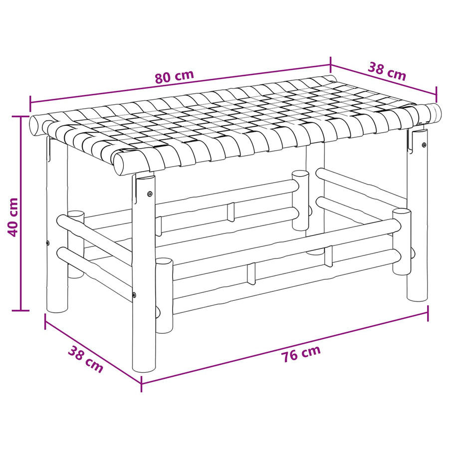 Tuinbank Naturel 80 x 38 x 40 cm Bamboe