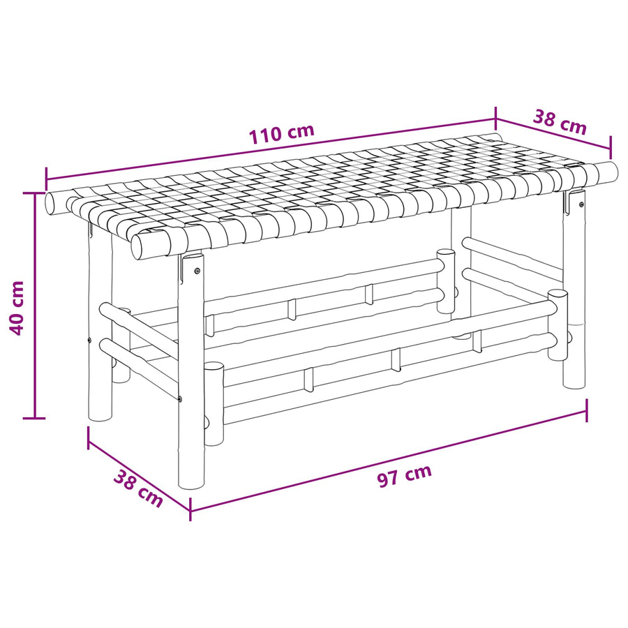 Tuinbank Naturel 110 x 38 x 40 cm Bamboe
