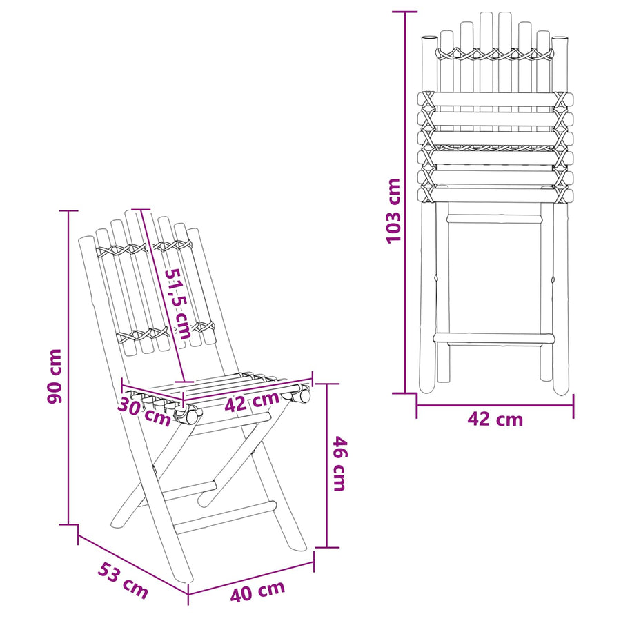 Tuinstoel 4 pcs Naturel 42 x 53 x 90 cm Bamboe