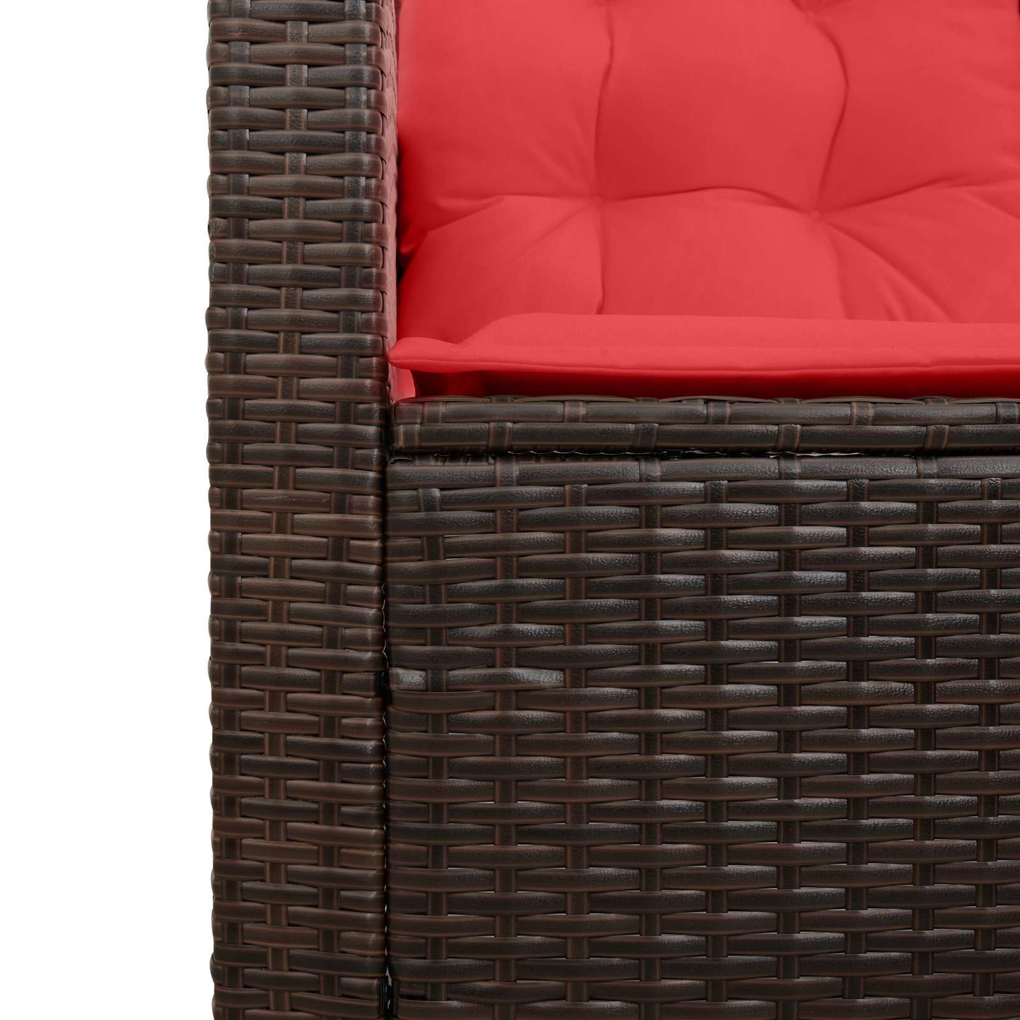 Buiten bankenset met kussen 2 pcs Bruin en Rood poly rattan