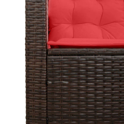 Buiten bankenset met kussen 2 pcs Bruin en Rood poly rattan