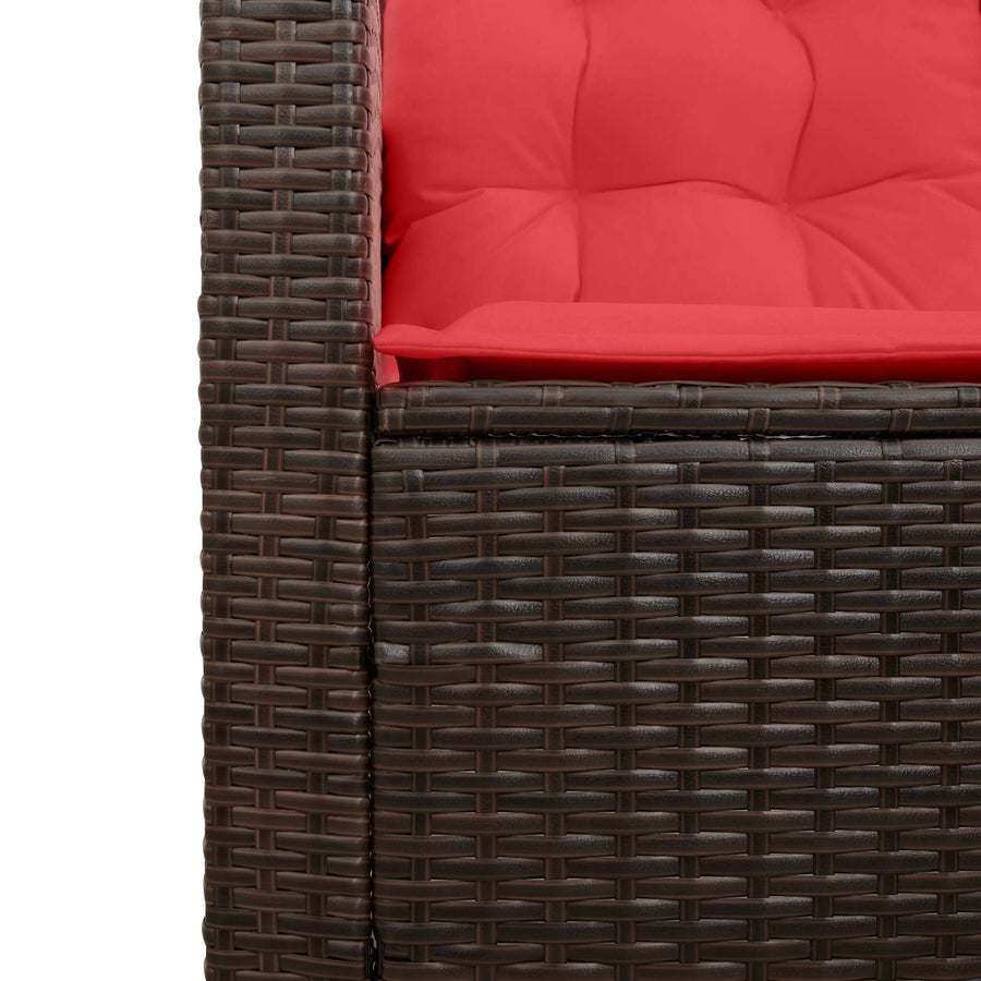 Buiten bankenset met kussen 2 pcs Bruin en Rood poly rattan