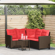 Loungebank hoek 146x146x76 cm poly rattan bruin