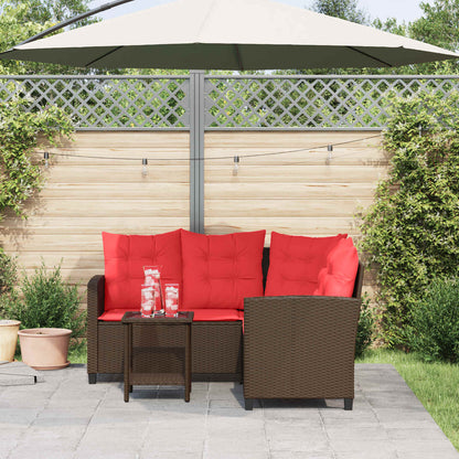 Buiten bankenset met kussen 2 pcs Bruin en Rood poly rattan