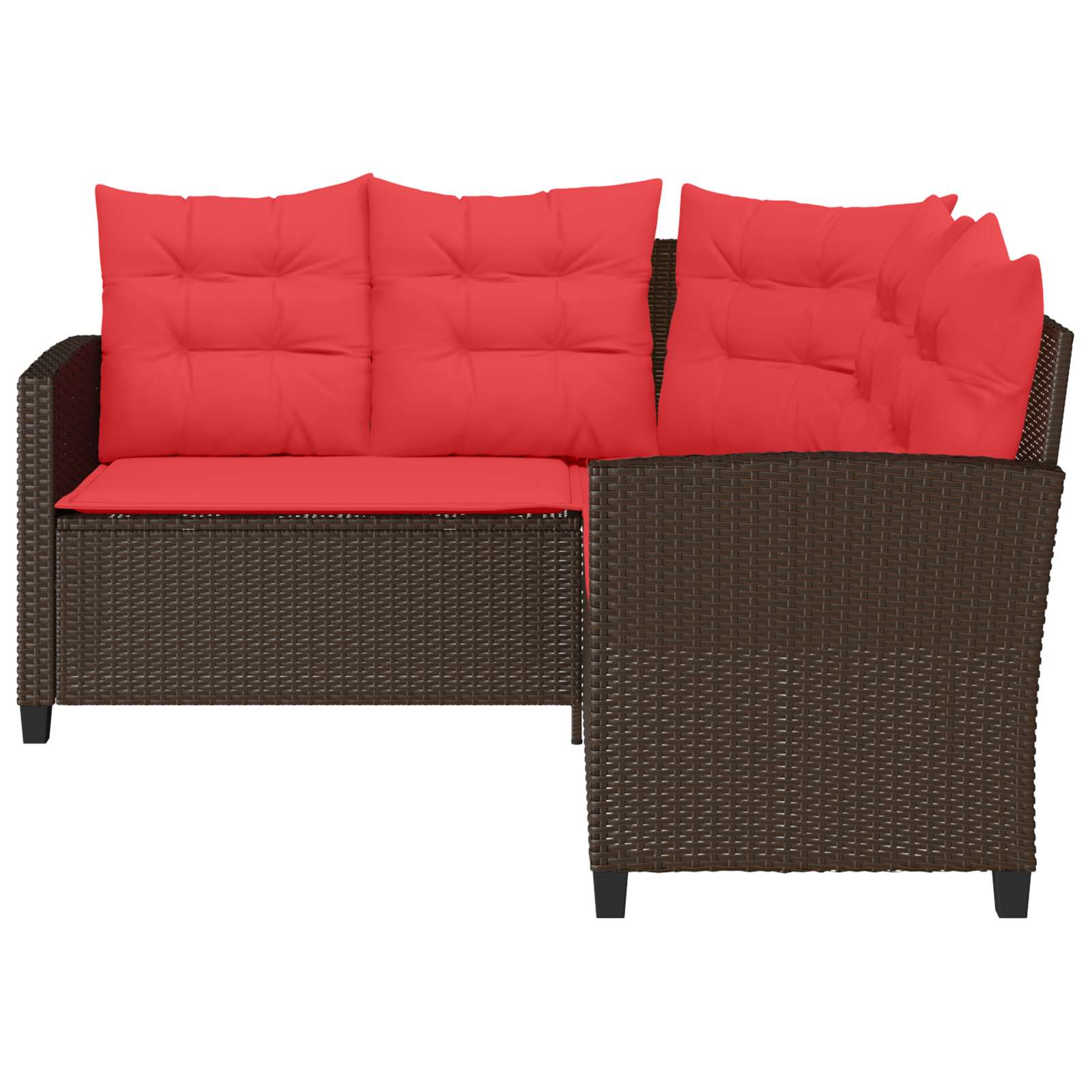 Buiten bankenset met kussen 2 pcs Bruin en Rood poly rattan