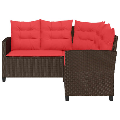 Buiten bankenset met kussen 2 pcs Bruin en Rood poly rattan